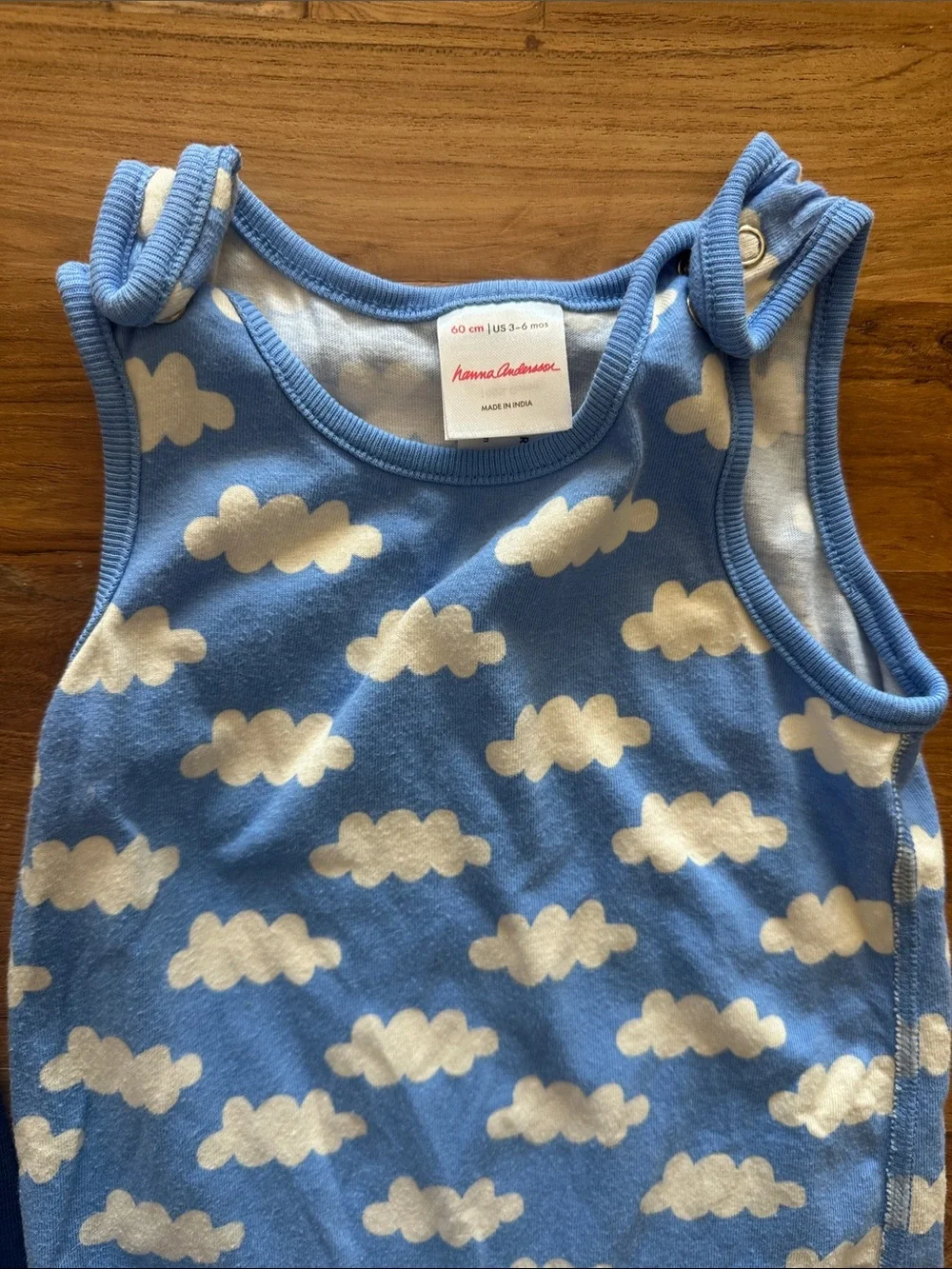 Hanna Andersson Navy & Light Blue Cloud Sleeveless Soft Overall Bundle